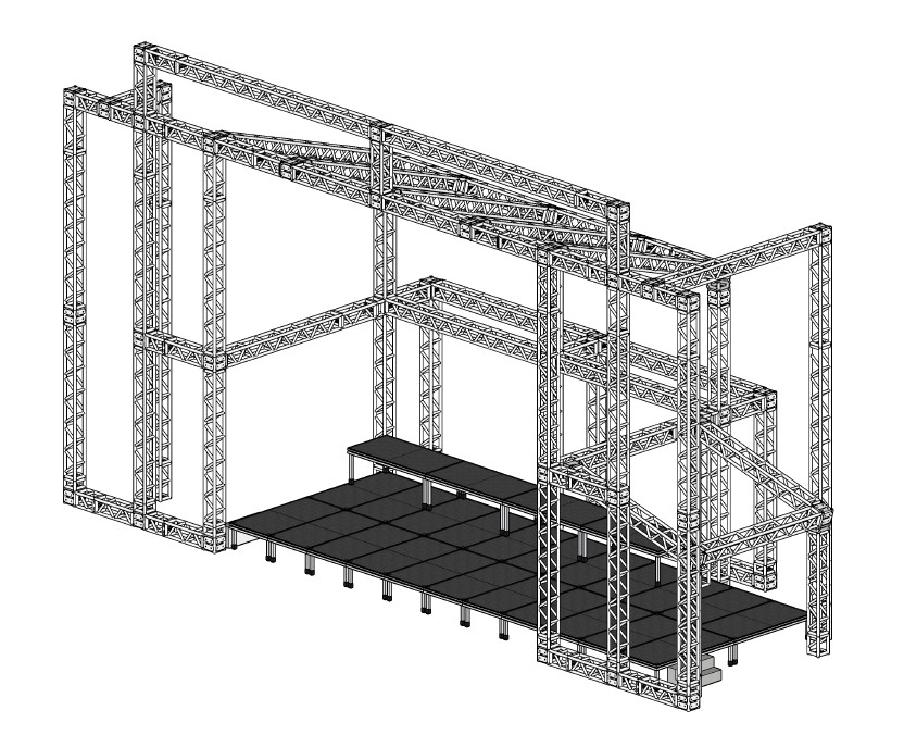 Desenho técnico cobertura e piso de palco